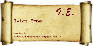 Ivicz Erna névjegykártya